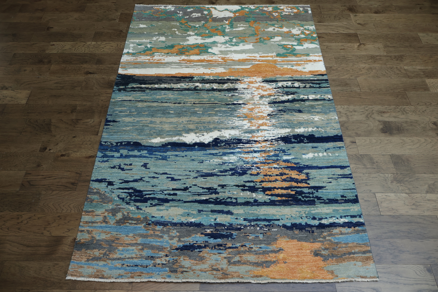 Vegetable Dye Contemporary Abstract Oriental Area Rug 6x9