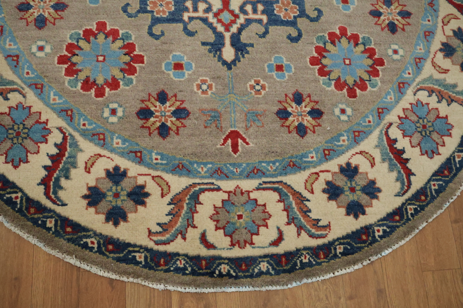 Geometric Kazak Oriental Area Rug 5x5 Round