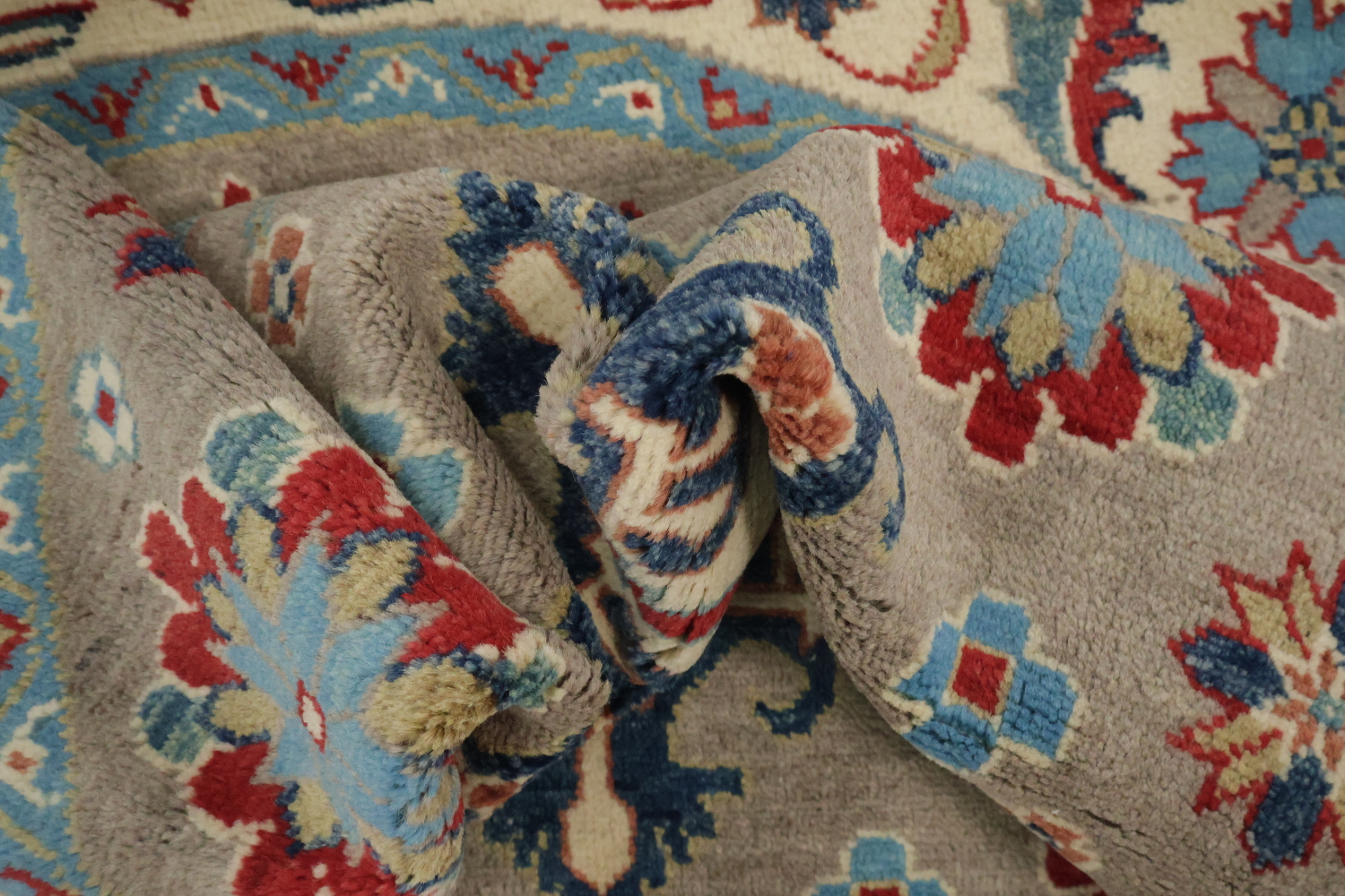 Geometric Kazak Oriental Area Rug 5x5 Round