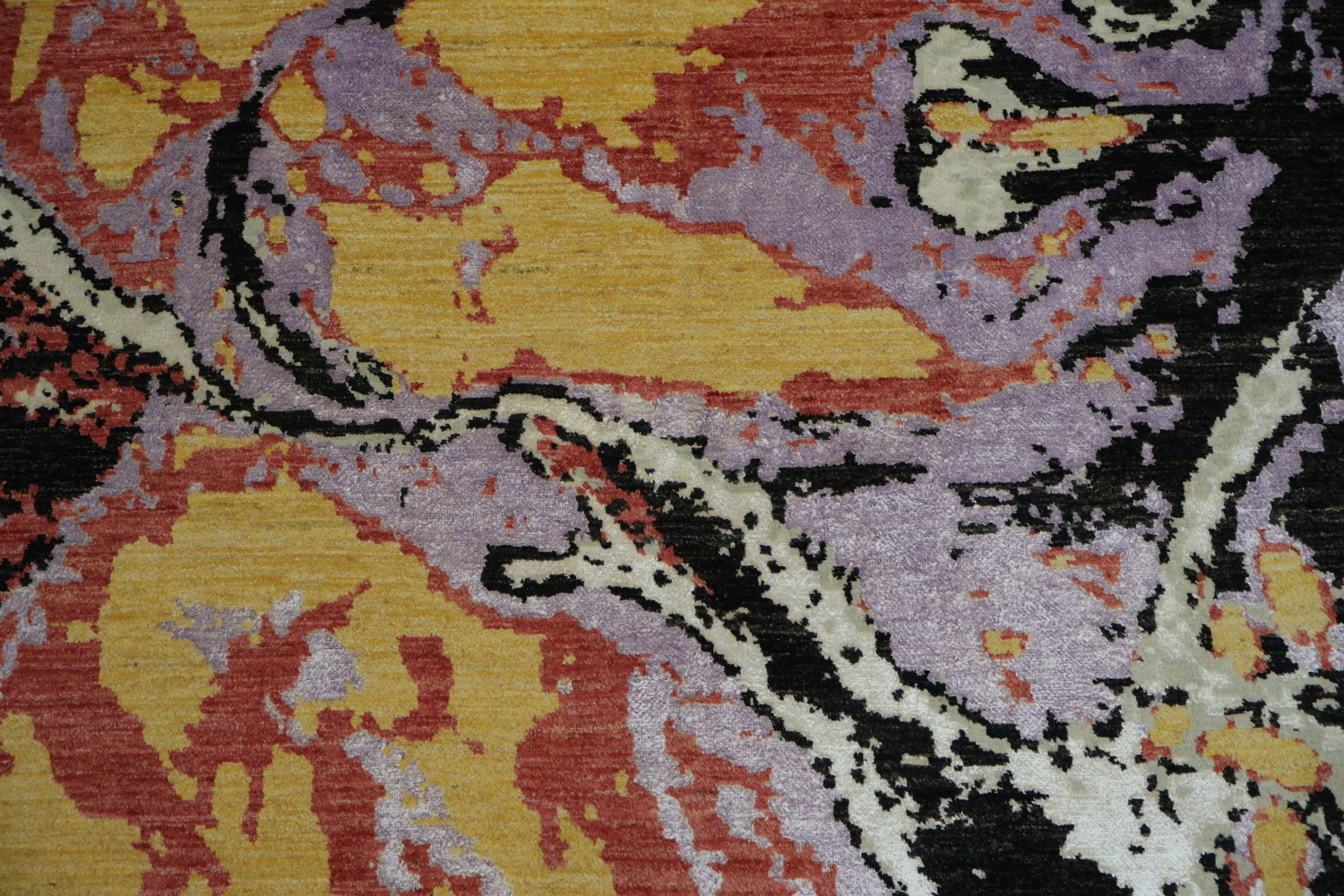 Abstract Marble Inspired Rug with Warm Earthy Tones and Black Accents 6x10