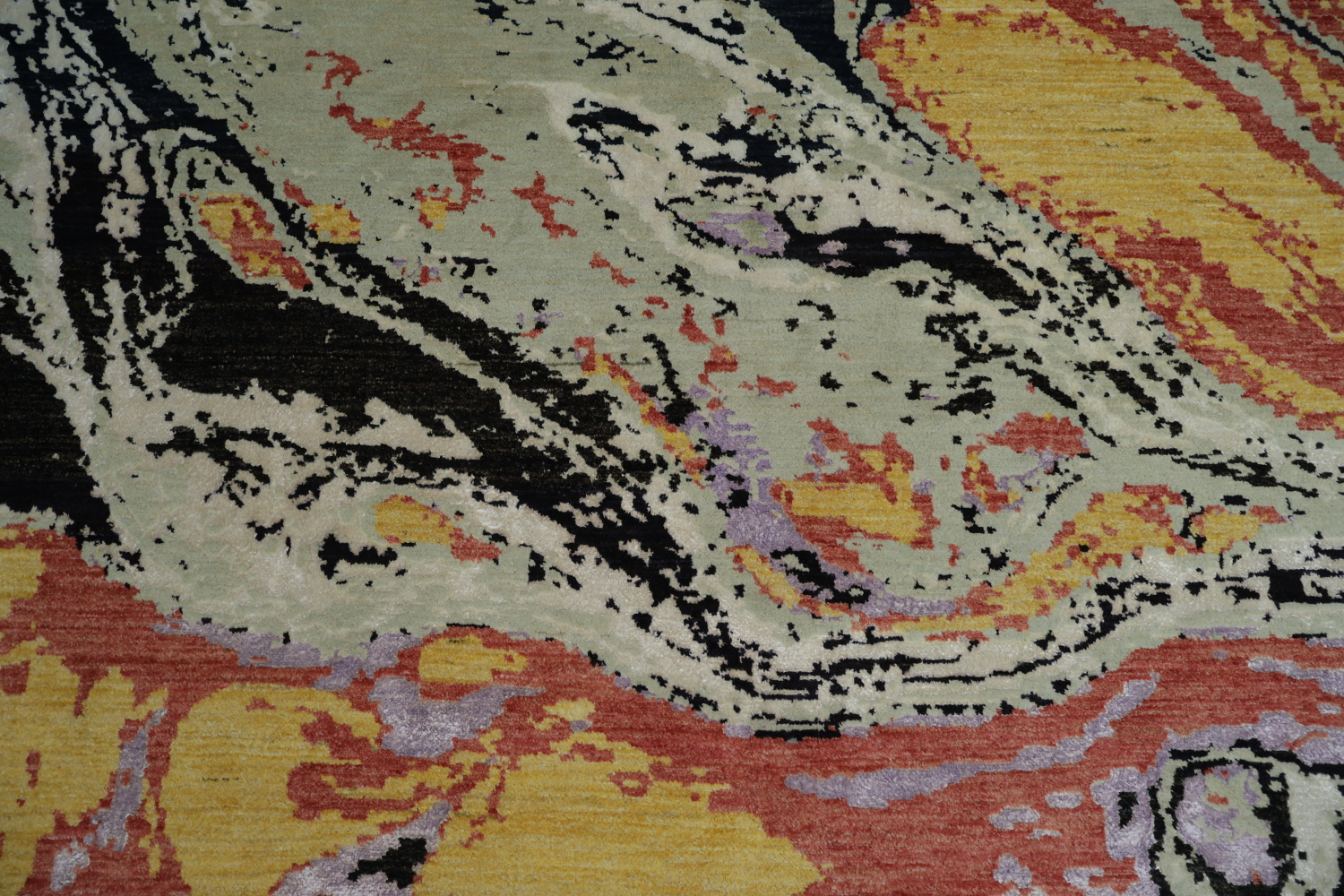 Abstract Marble Inspired Rug with Warm Earthy Tones and Black Accents 6x10