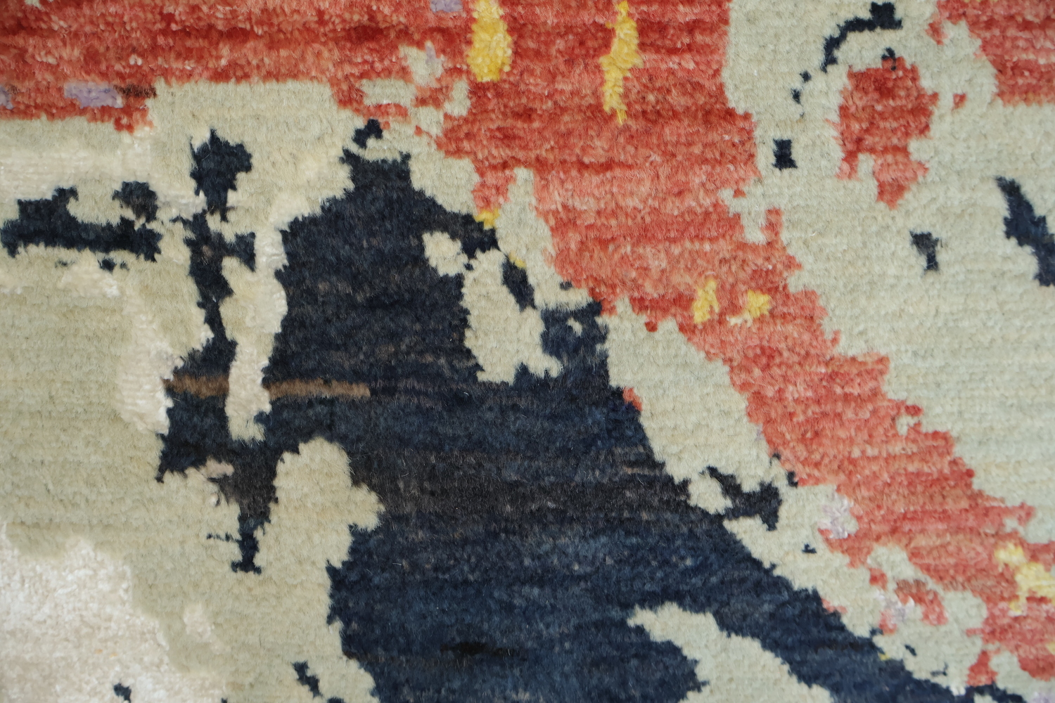 Abstract Marble Inspired Rug with Warm Earthy Tones and Black Accents 6x10