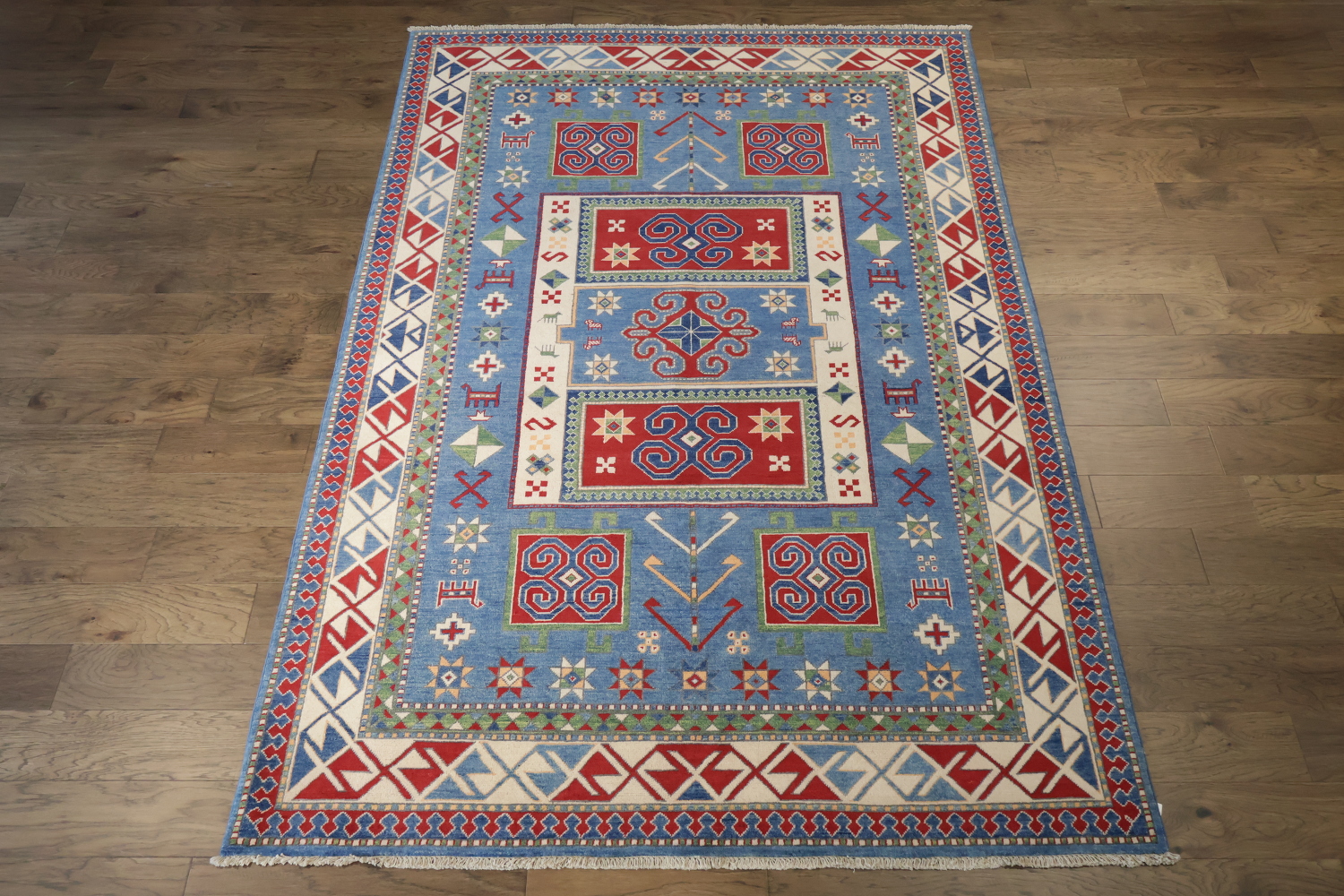 Geometric Kazak Oriental Area Rug 7x10