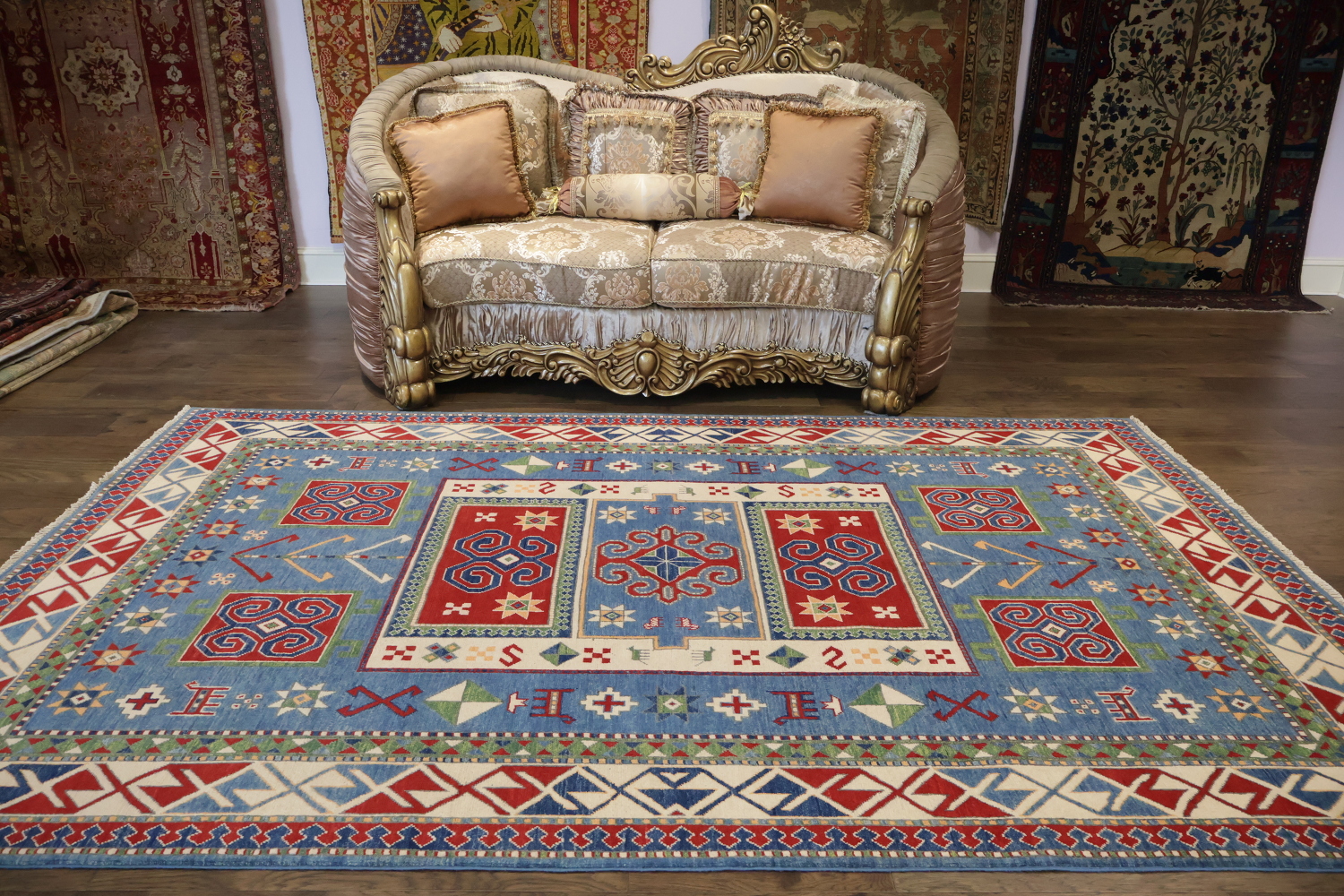 Geometric Kazak Oriental Area Rug 7x10