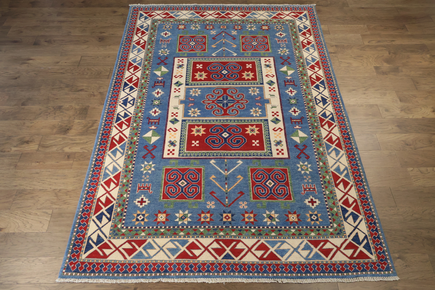 Geometric Kazak Oriental Area Rug 7x10