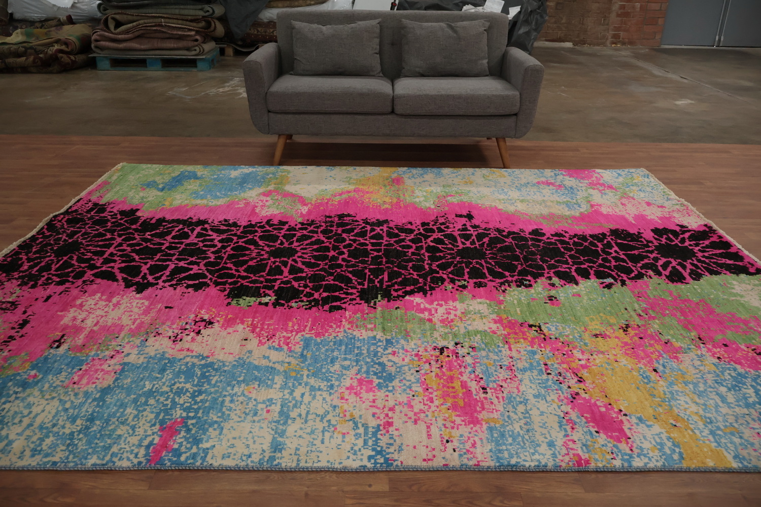Abstract Patterned Rug in Bold and Bright Colors 8x10