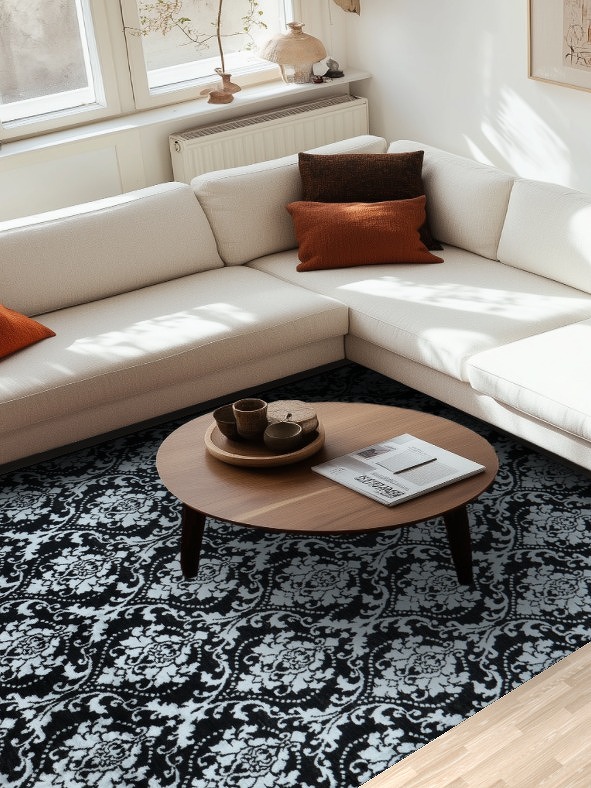 Luxury Damask Print Rug for a Sophisticated Interior 7x10