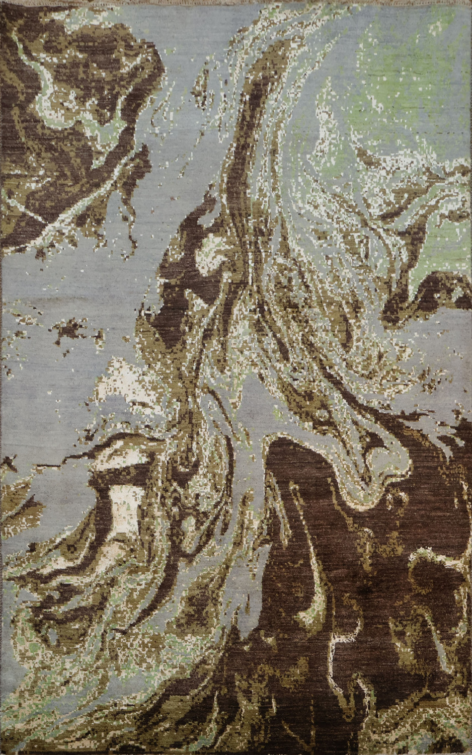 Artistic Swirl Rug Featuring Natural Green and Brown Shades 5x8