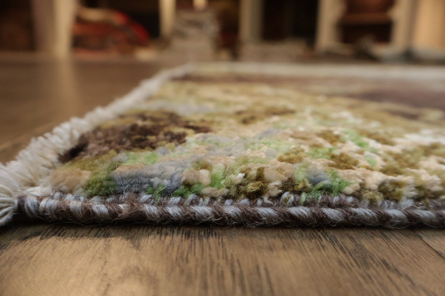 Artistic Swirl Rug Featuring Natural Green and Brown Shades 5x8
