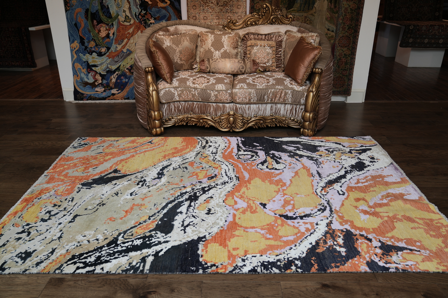 Vegetable Dye Contemporary Abstract Oriental Area Rug 6x10