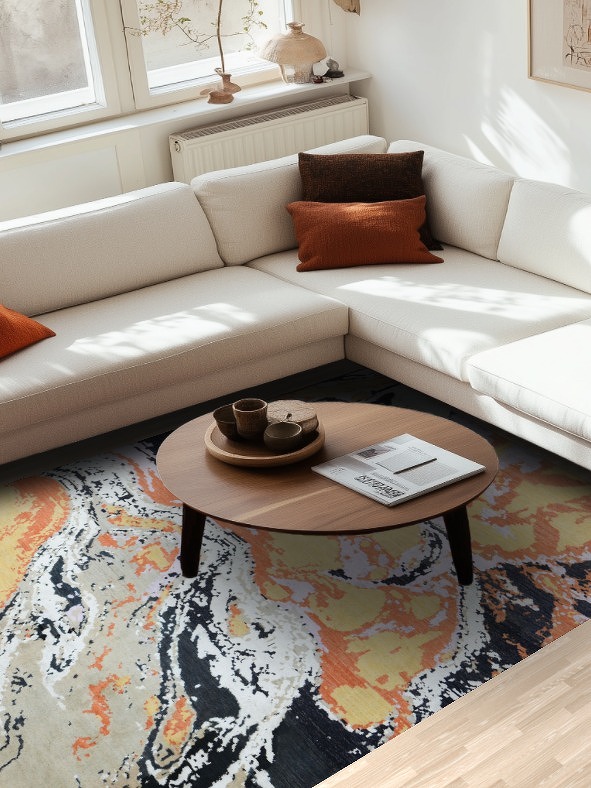 Vegetable Dye Contemporary Abstract Oriental Area Rug 6x10