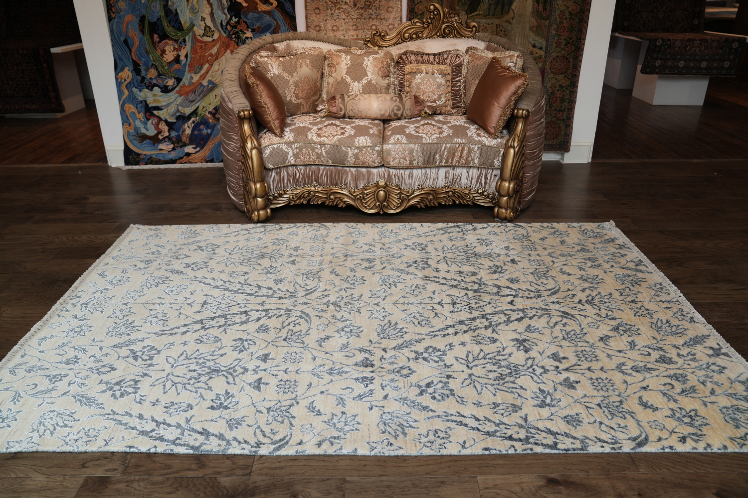 Vegetable Dye All-Over Floral Versace Oriental Area Rug 6x9