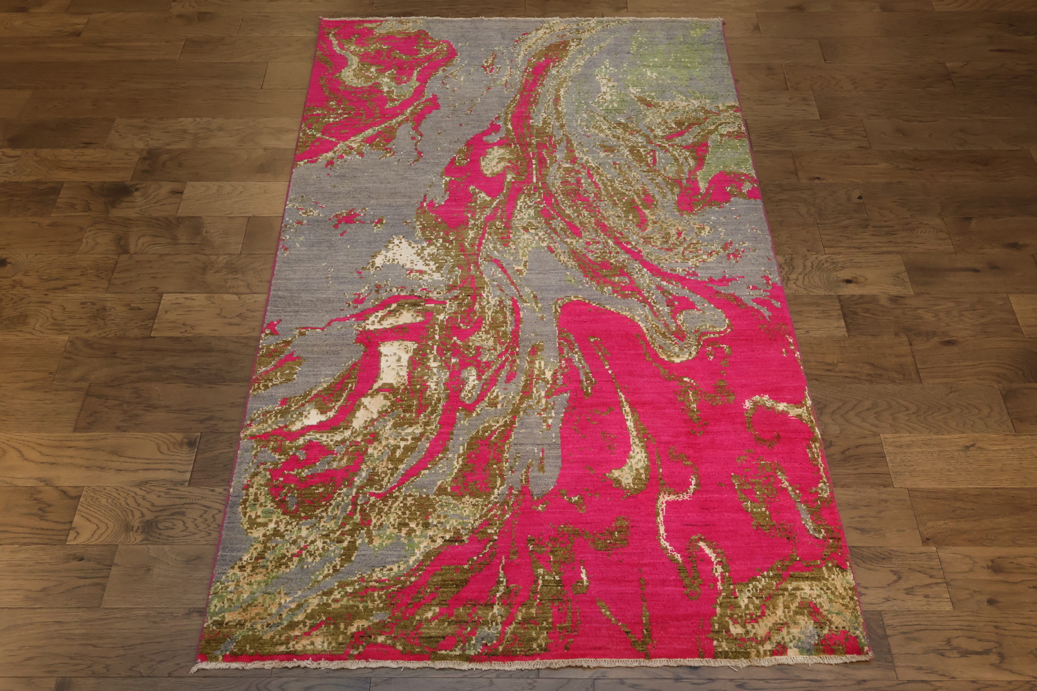 Elegant Top Quality Abstract Pink and Gray Swirl Rug for Modern Interiors 5x8