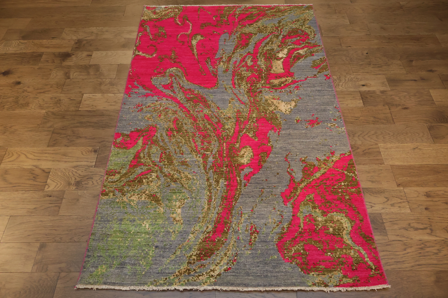 Elegant Top Quality Abstract Pink and Gray Swirl Rug for Modern Interiors 5x8