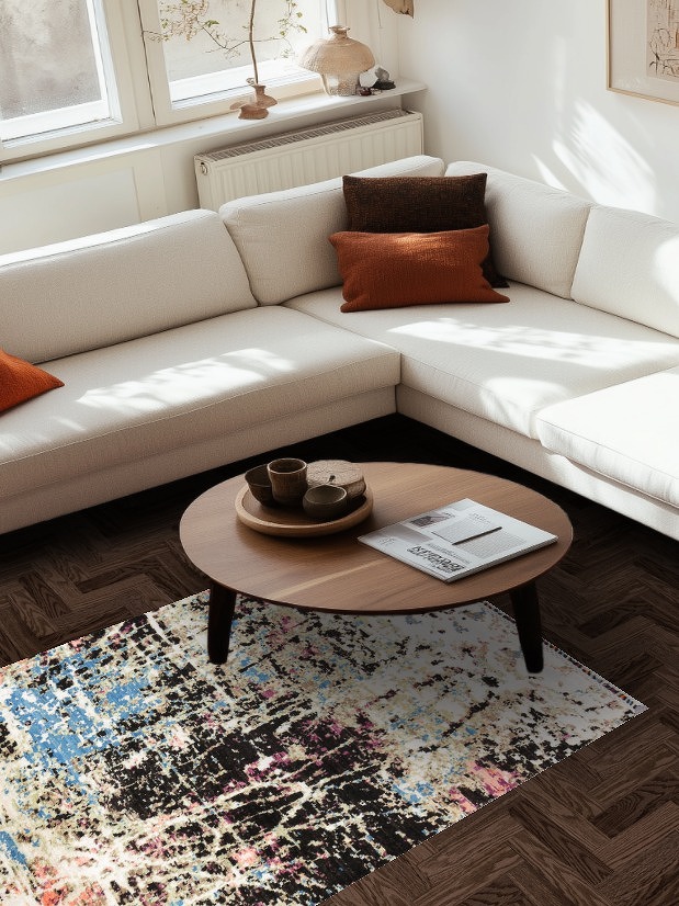 Vegetable Dye Contemporary Abstract Oriental Area Rug 4x6