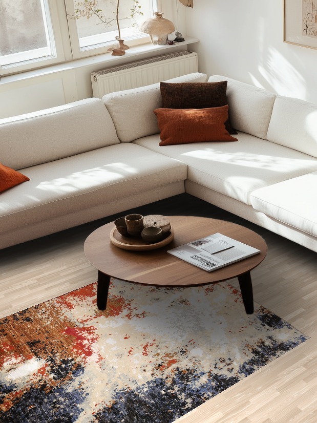 Vegetable Dye Contemporary Abstract Oriental Area Rug 4x6