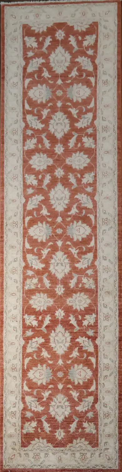 Traditional Rust and Ivory Peshawar Runner 3x10 ft