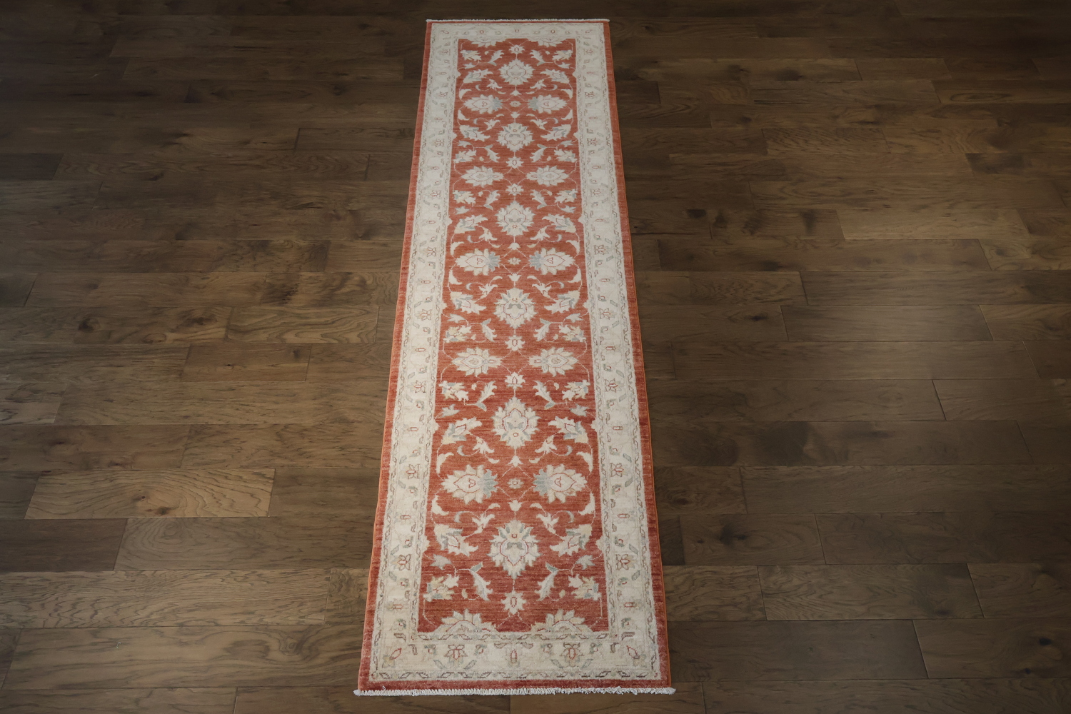 Traditional Rust and Ivory Peshawar Runner 3x10 ft