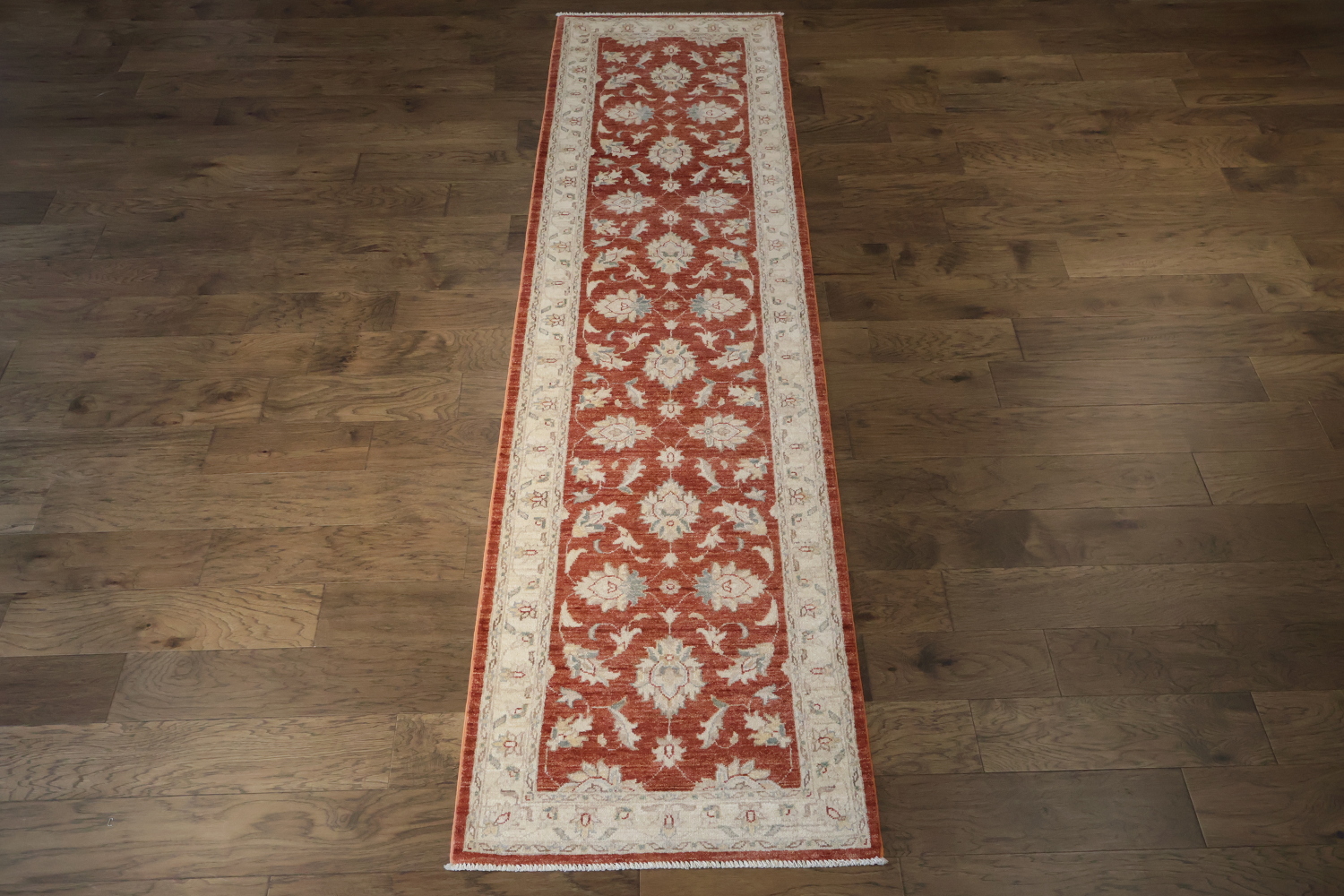 Traditional Rust and Ivory Peshawar Runner 3x10 ft