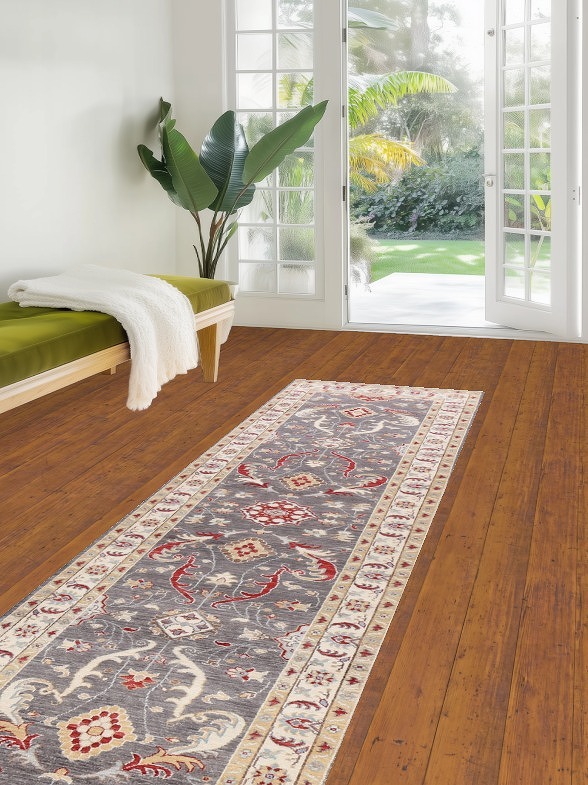 Vegetable Dye Floral Ziegler Oriental Runner Rug 3x10