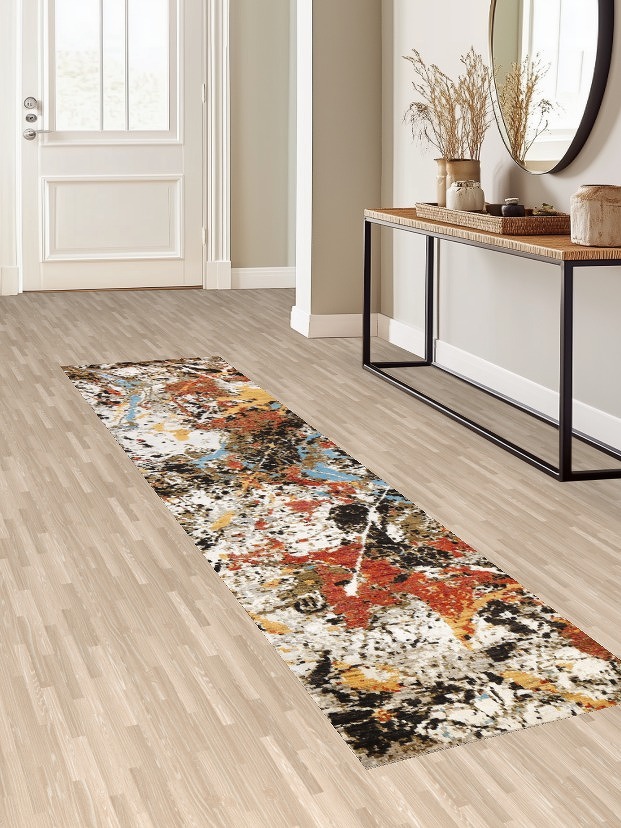 Vegetable Dye Modern Abstract Oriental Runner Rug 3x10