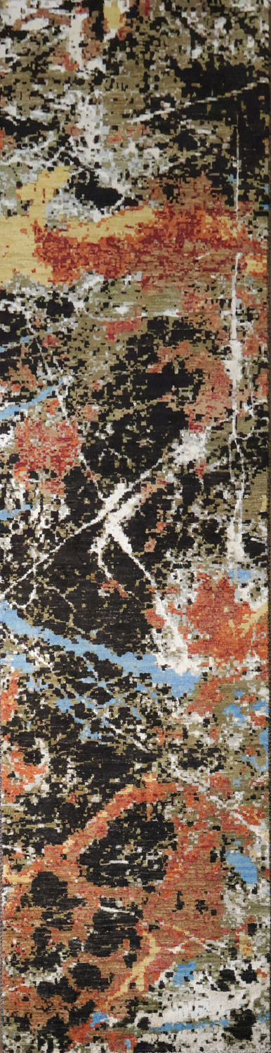 Artistic Modern Abstract Oriental Runner Rug 3x10