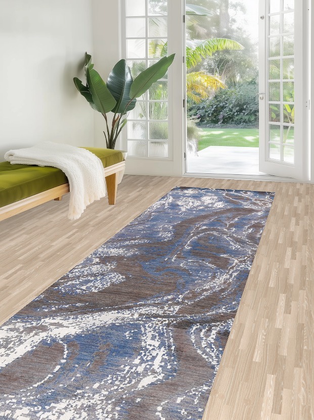 Vegetable Dye Modern Abstract Oriental Runner Rug 3x12