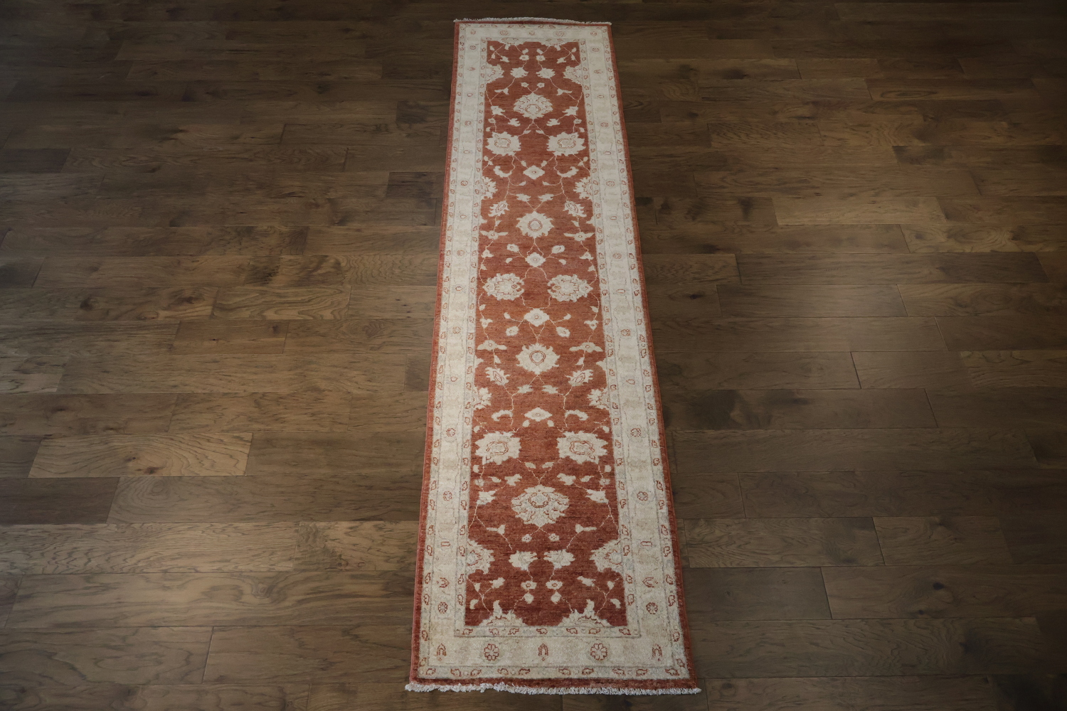 Luxury Vintage Style Runner in Warm Rust and Cream Hues 3x11 ft