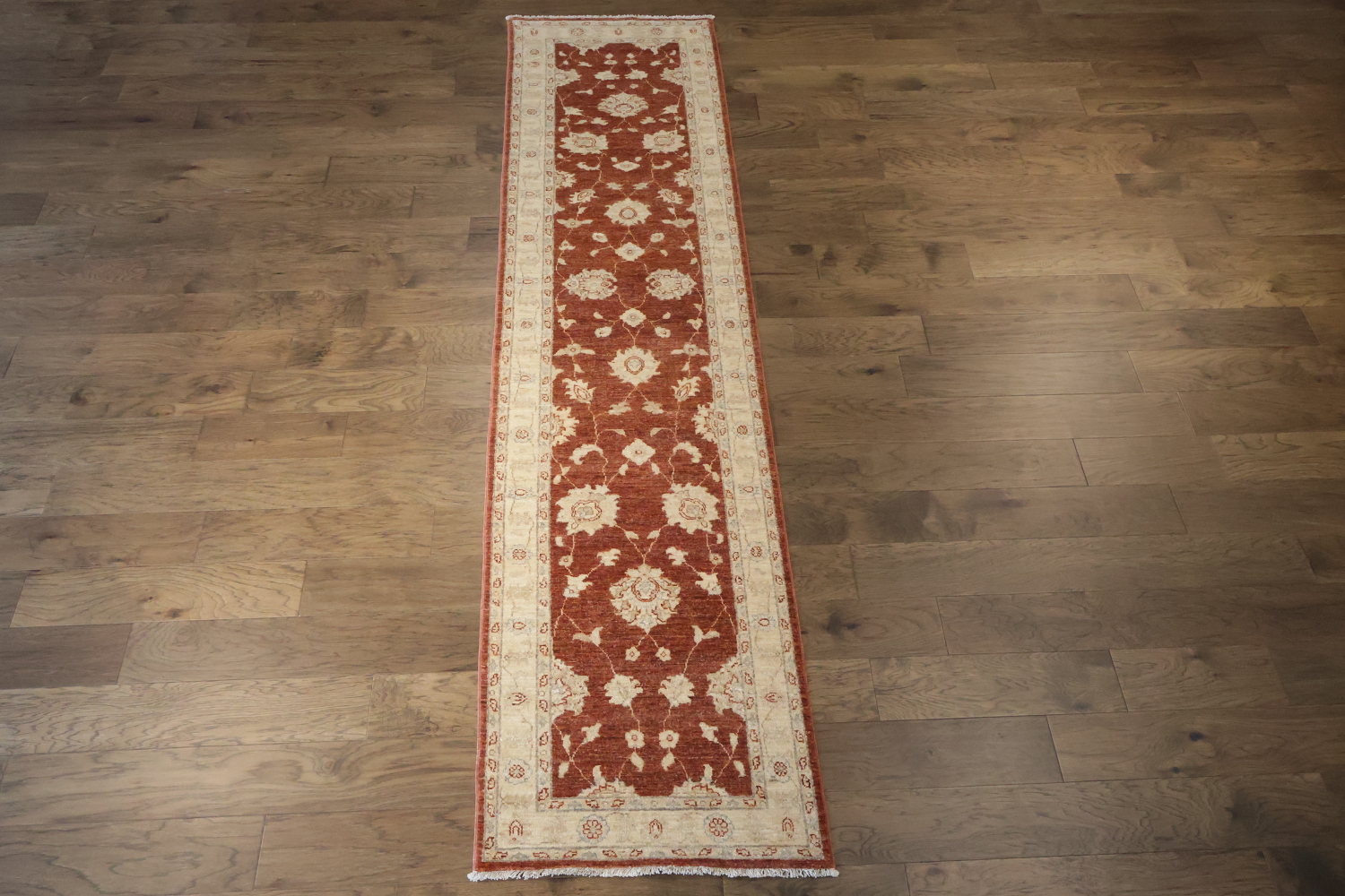 Luxury Vintage Style Runner in Warm Rust and Cream Hues 3x11 ft