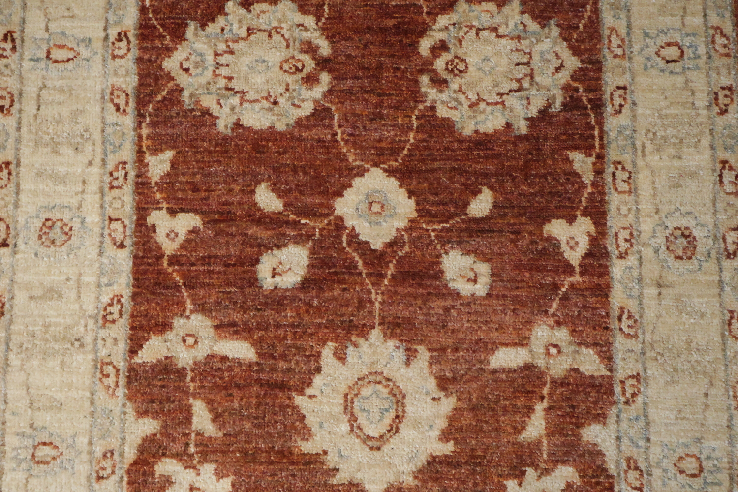 Luxury Vintage Style Runner in Warm Rust and Cream Hues 3x11 ft