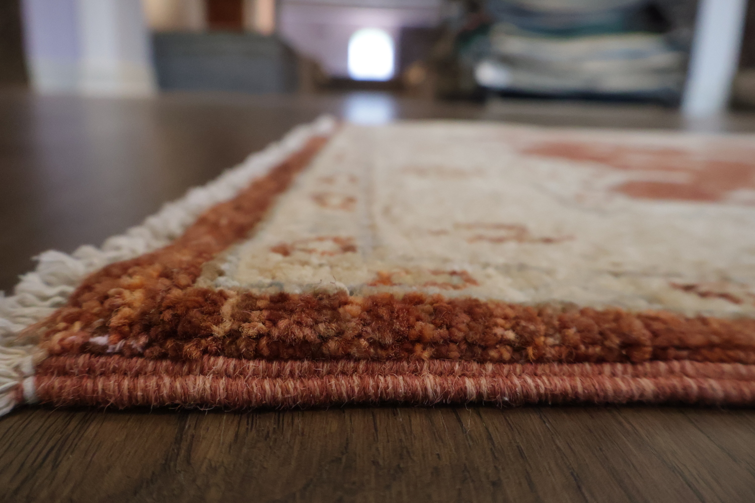 Luxury Vintage Style Runner in Warm Rust and Cream Hues 3x11 ft
