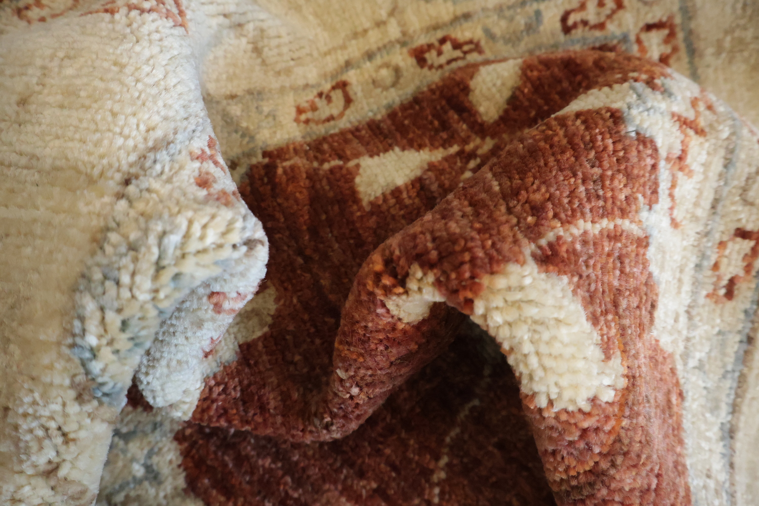 Luxury Vintage Style Runner in Warm Rust and Cream Hues 3x11 ft