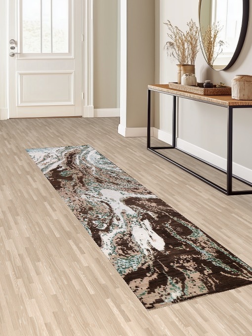 Vegetable Dye Modern Abstract Oriental Runner Rug 3x10
