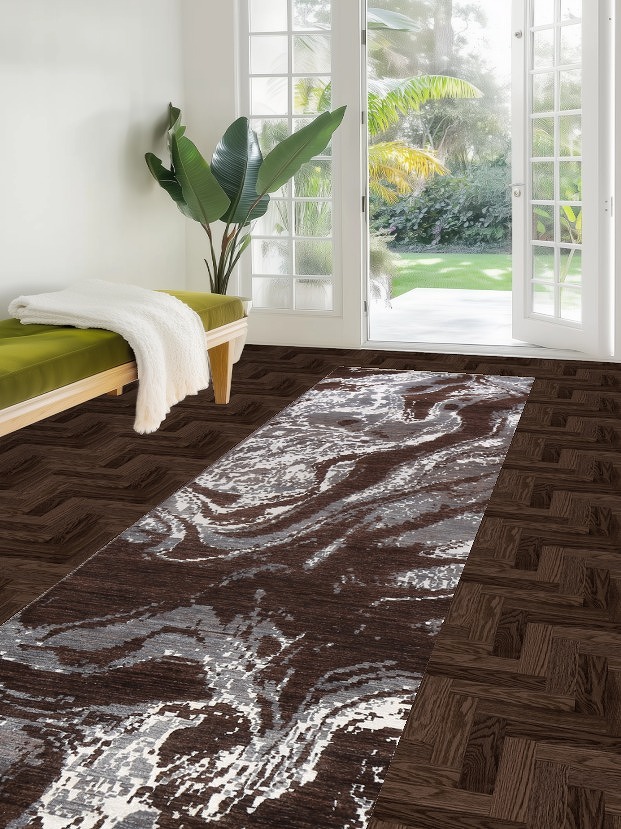 Vegetable Dye Modern Abstract Oriental Runner Rug 3x12