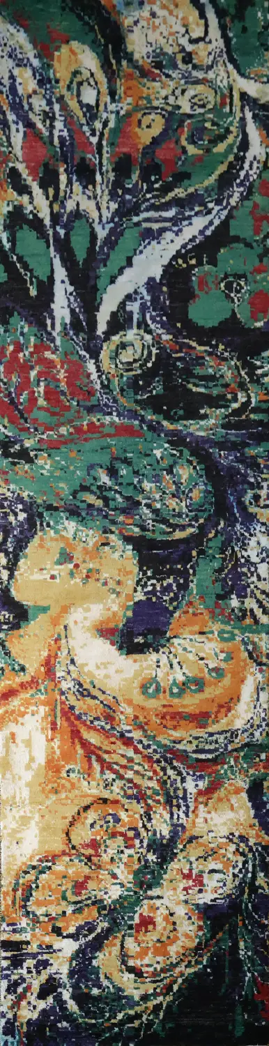 Abstract Nature-Inspired Runner Rug with Vibrant Swirling Colors 3x10 ft