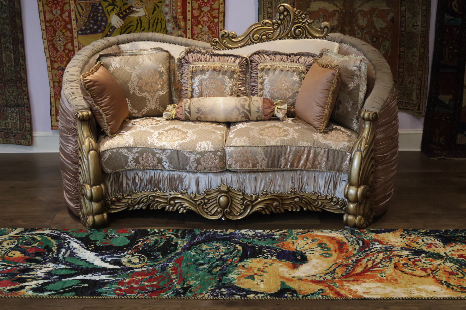 Abstract Nature-Inspired Runner Rug with Vibrant Swirling Colors 3x10 ft