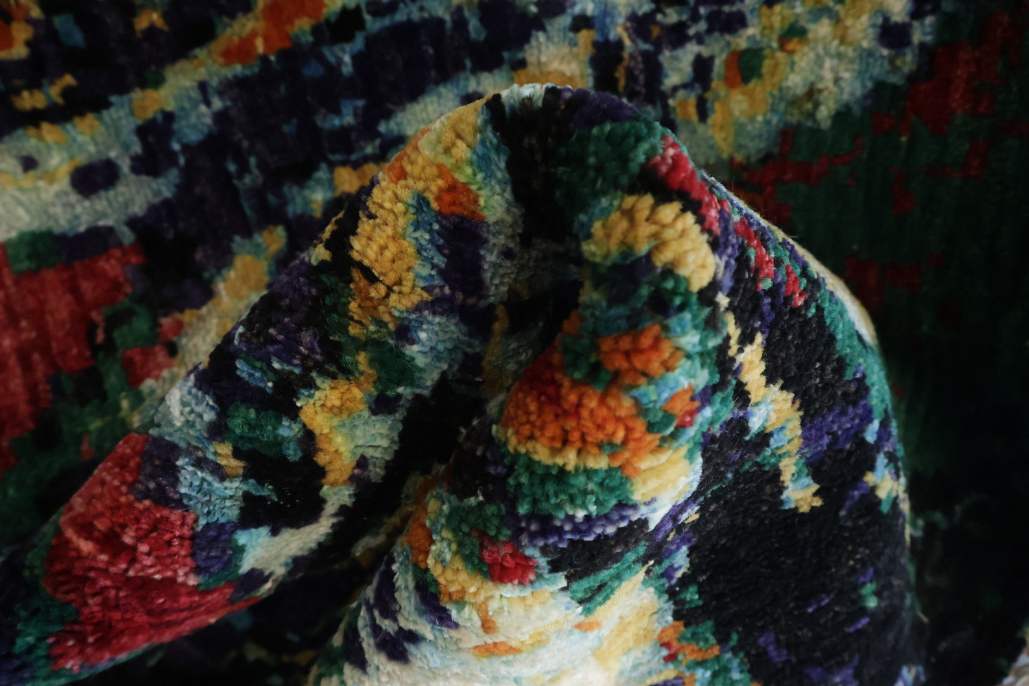 Abstract Nature-Inspired Runner Rug with Vibrant Swirling Colors 3x10 ft