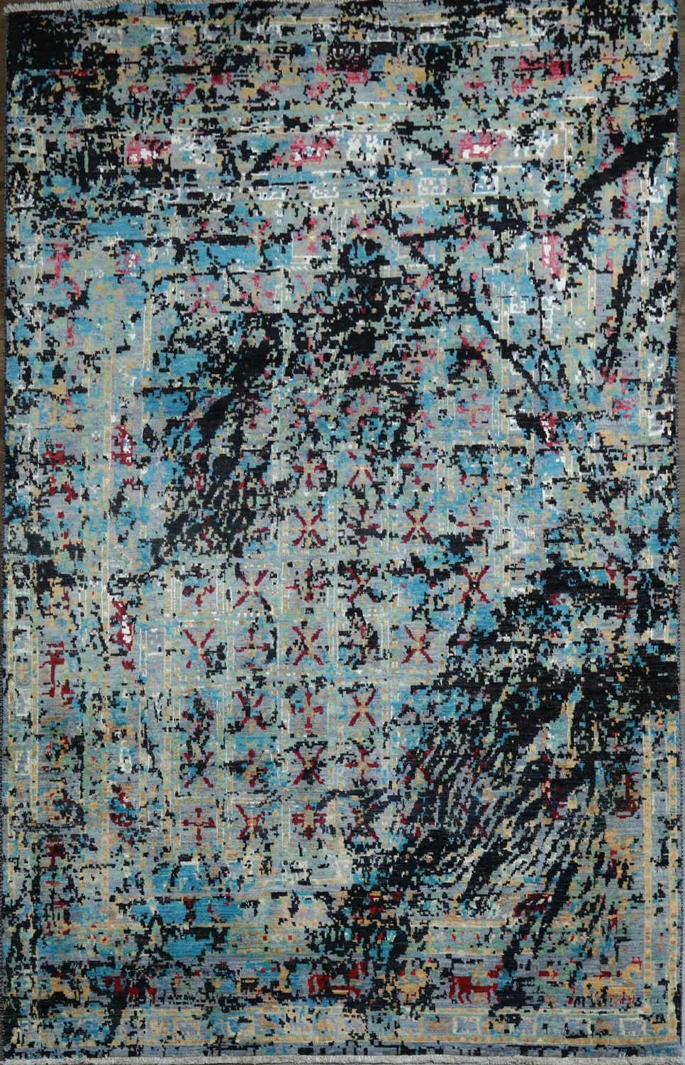 Contemporary Area Rug with Asymmetrical Brushstroke Design 6x9