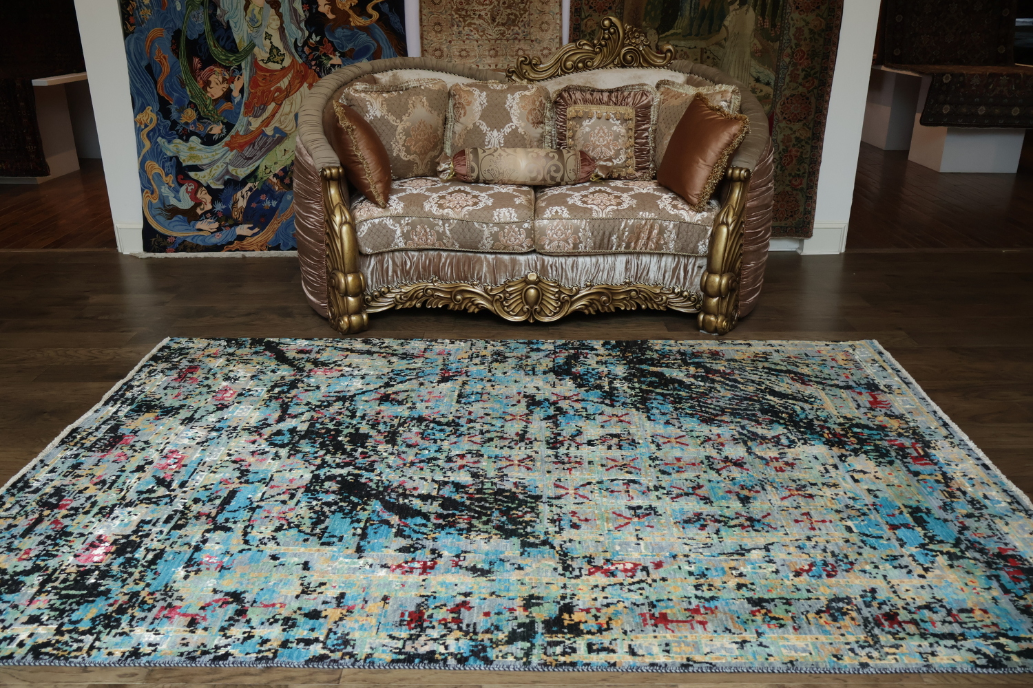 Contemporary Area Rug with Asymmetrical Brushstroke Design 6x9