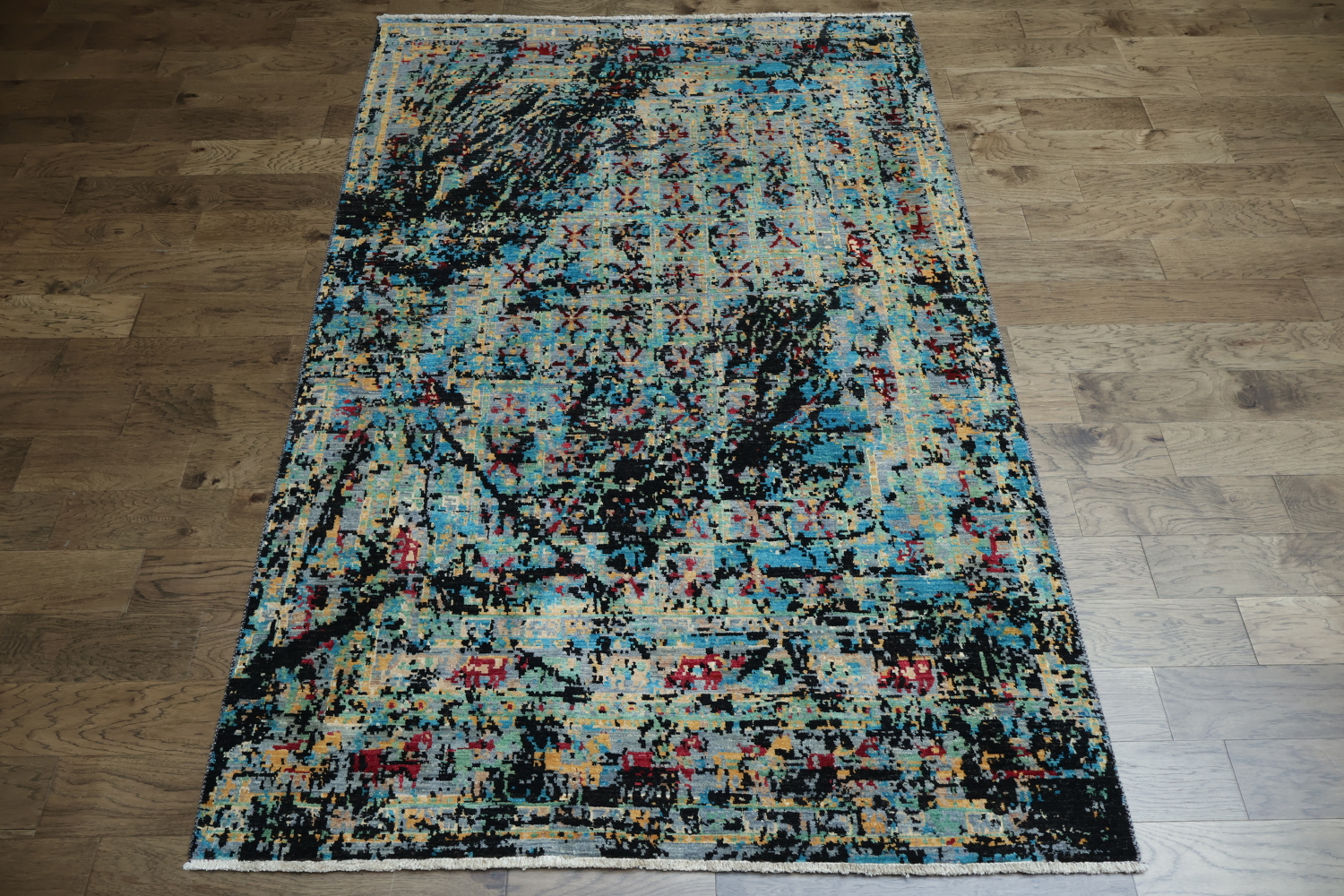 Contemporary Area Rug with Asymmetrical Brushstroke Design 6x9