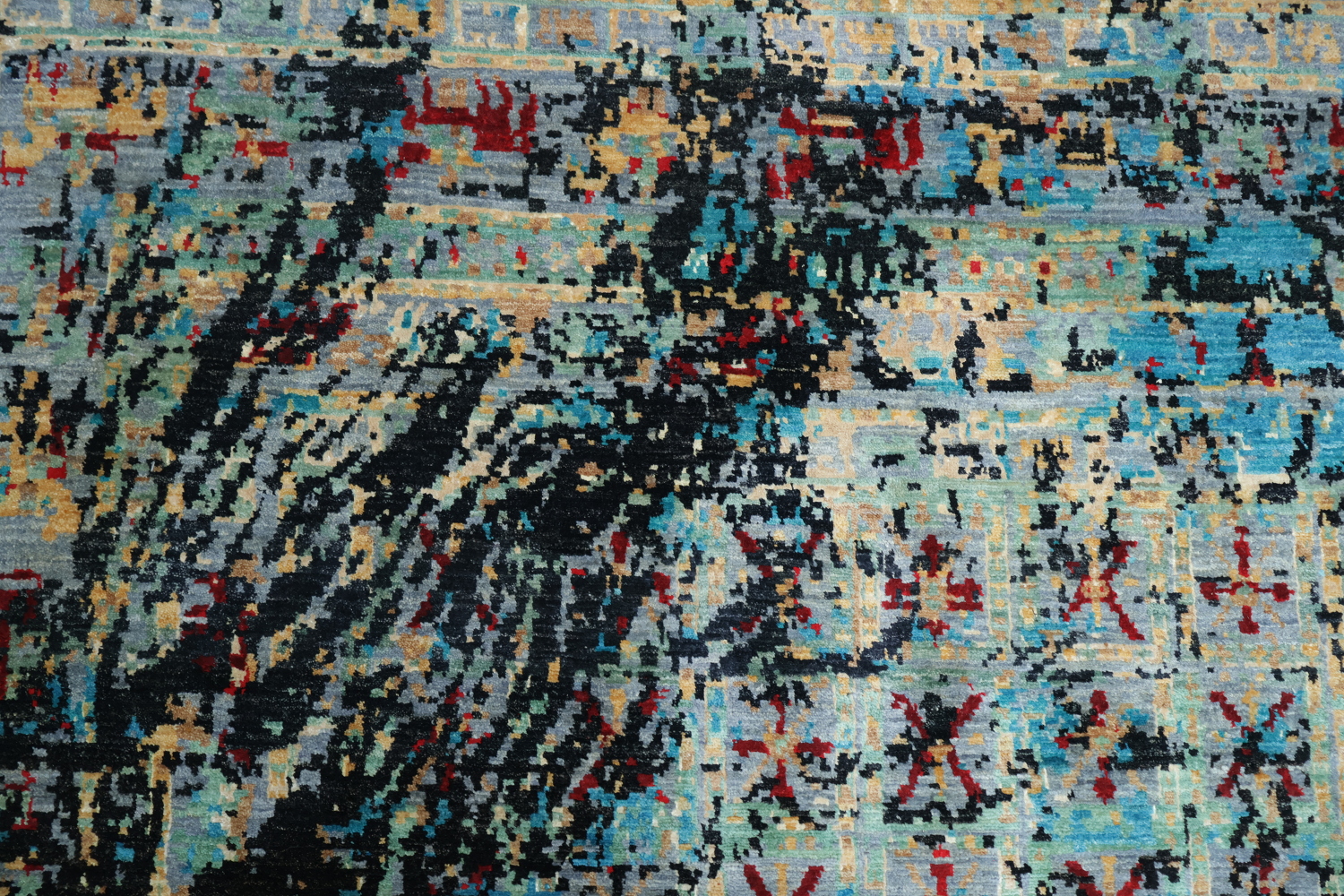 Contemporary Area Rug with Asymmetrical Brushstroke Design 6x9