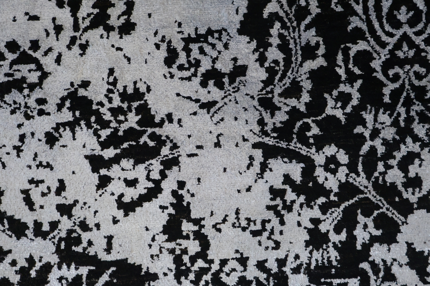 Contemporary Black and Grey Wool and Silk Runner with Modern Abstract Design 3x10 ft