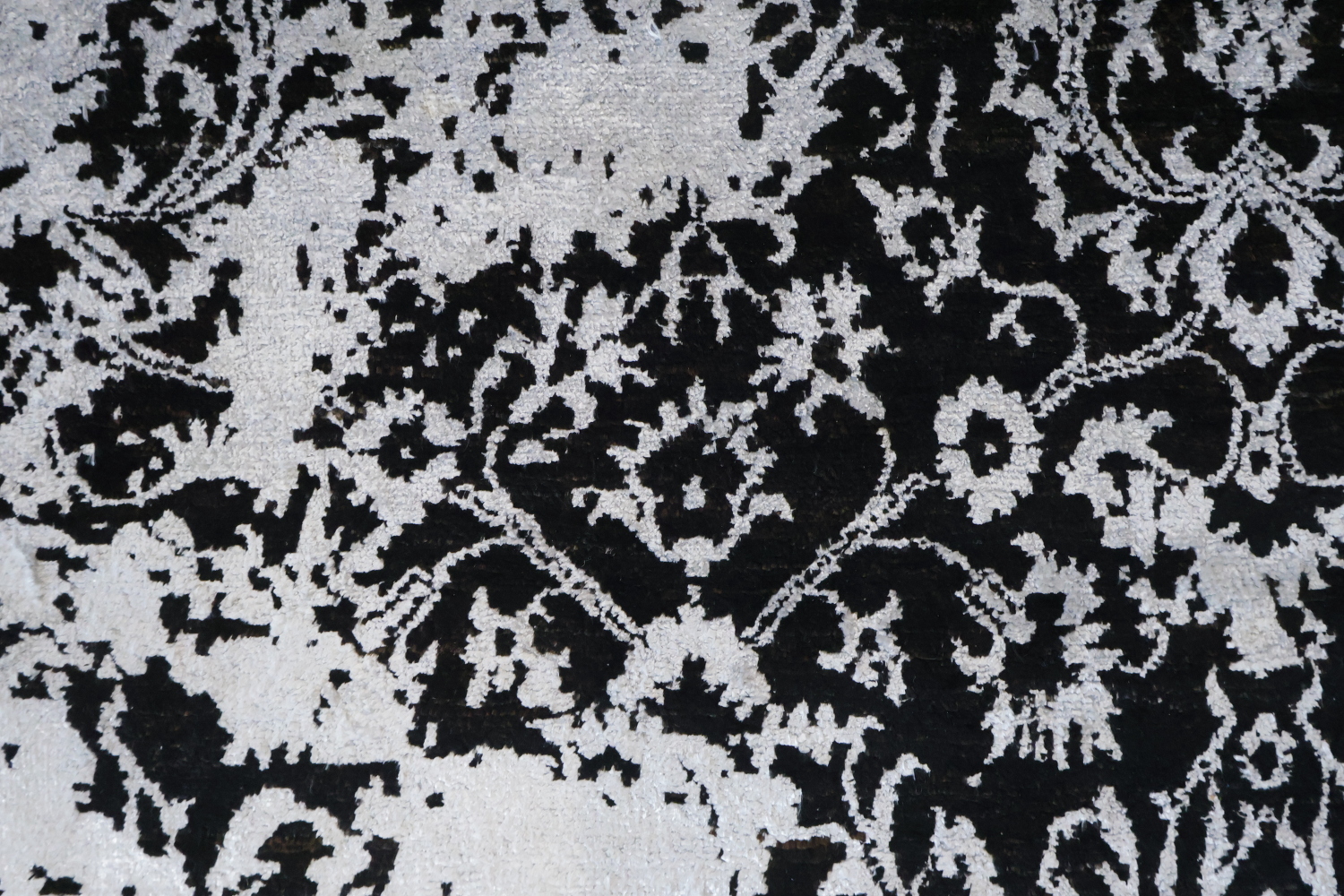 Contemporary Black and Grey Wool and Silk Runner with Modern Abstract Design 3x10 ft