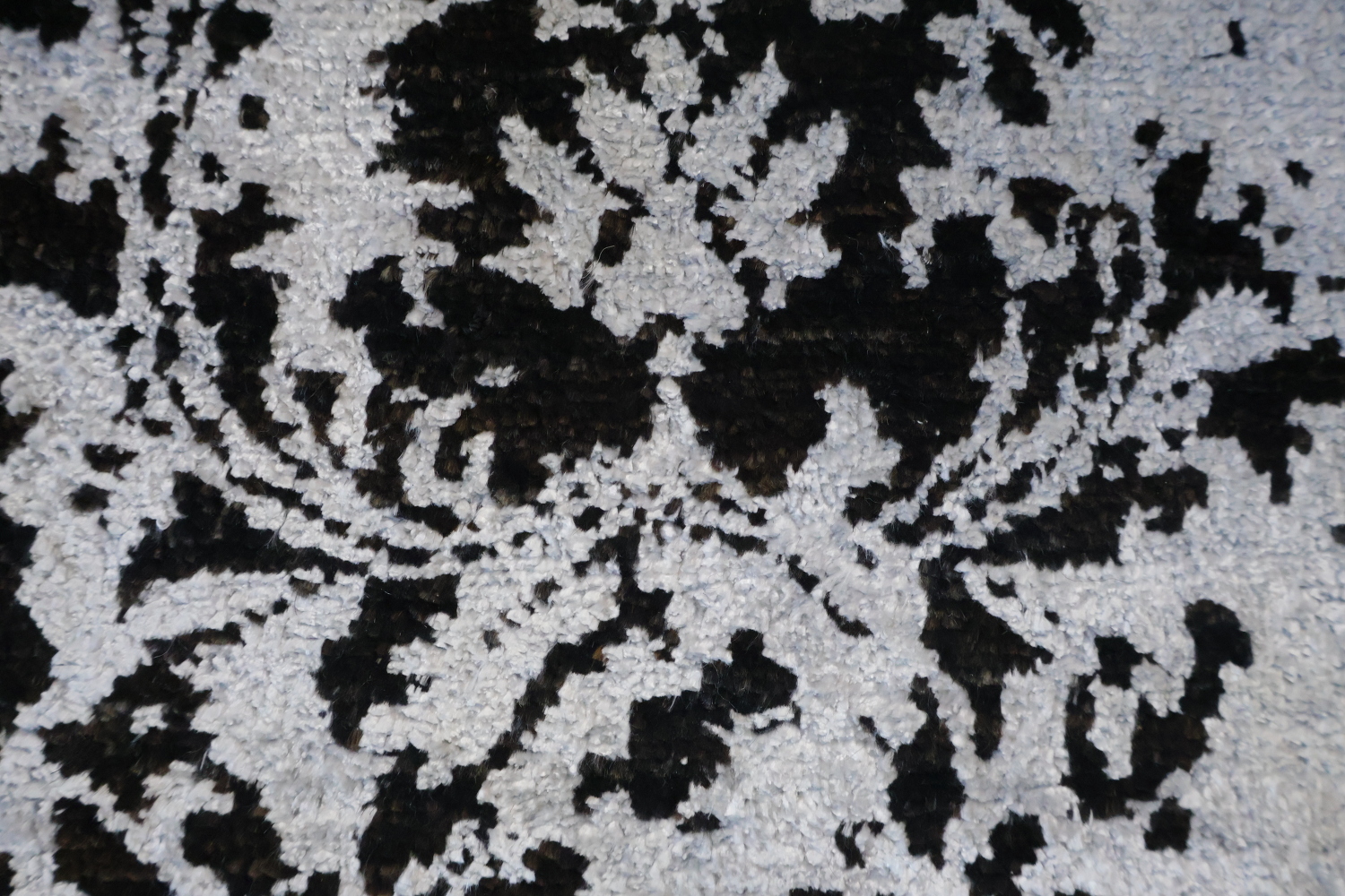 Contemporary Black and Grey Wool and Silk Runner with Modern Abstract Design 3x10 ft