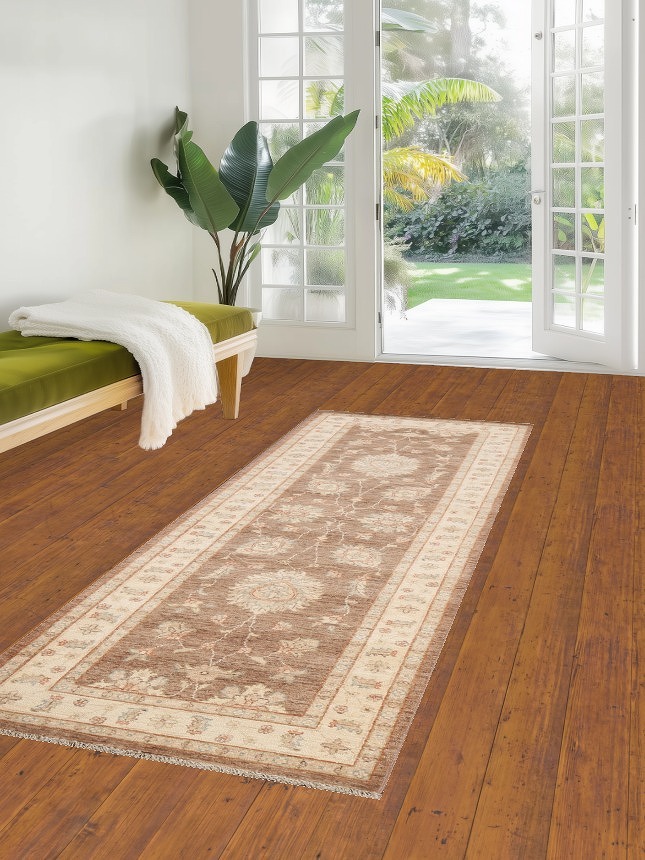 Vegetable Dye Floral Peshawar Chobi Oriental Runner Rug 3x8