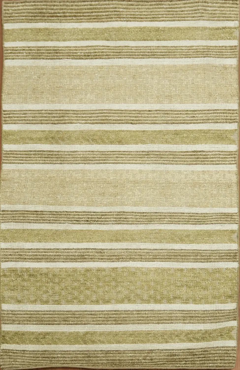Elegant Beige and Green Striped Rug for Modern Interiors 4X6
