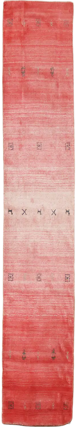 Coral Gabbeh Gradient Narrow Runner Rug with Subtle Artistic Details 2'x8'