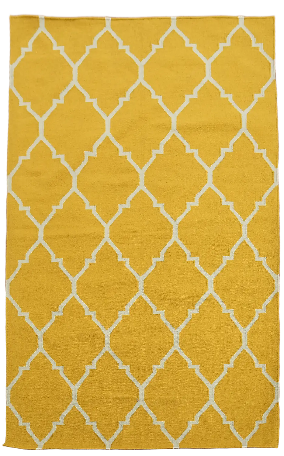 Contemporary Yellow and White Lattice Kilim Rug for Stylish Interiors 5'x8'