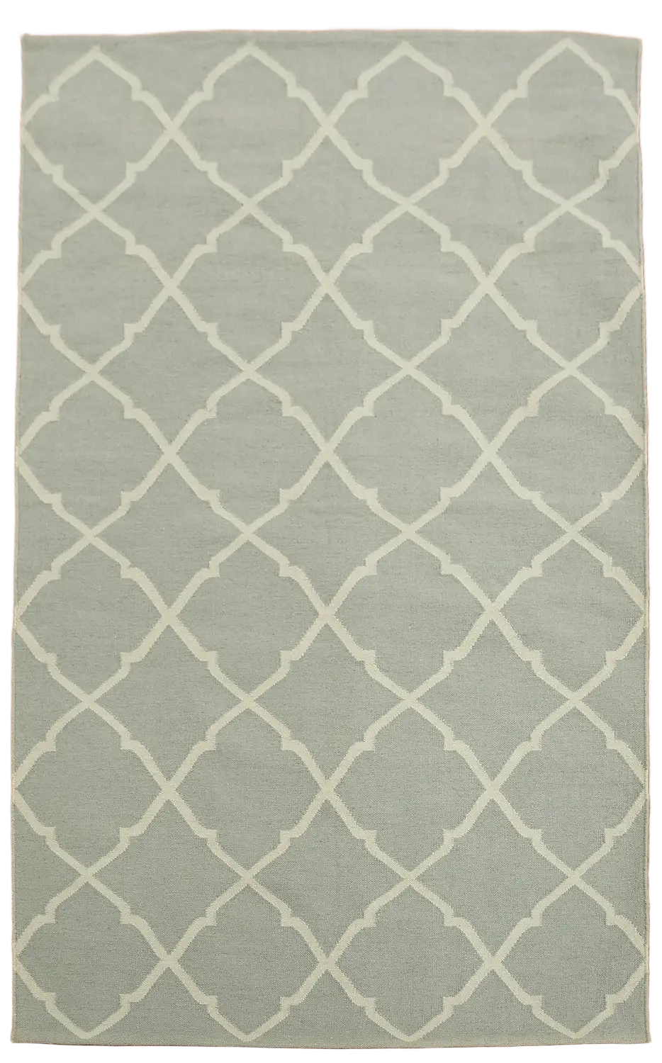 Contemporary Gray and White Kilim Flat-Weave Rug 5'x8'