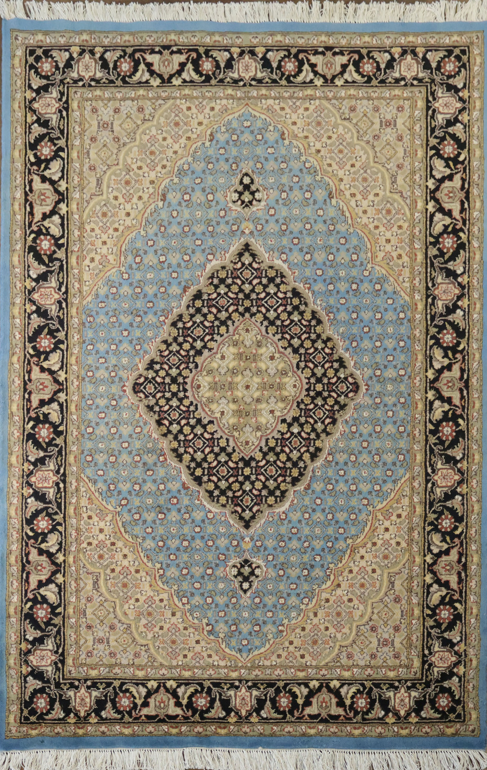 Vegetable Dye Geometric Tabriz Mahi Oriental Wool Rug 4x6
